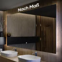 Artforma Badspiegel 140x100 cm - Horizontal mit LED Beleuchtung - LED Farbe Kaltweiß 7000K - T101 - Touch Schalter - Individuell Nach Maß - Beleuchtet Wandspiegel Lichtspiegel Badezimmerspiegel