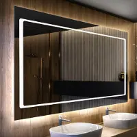 Artforma Badspiegel 100x60 cm - mit LED Beleuchtung - LED Farbe Kaltweiß 7000K - Individuell Nach Maß - Beleuchtet Wandspiegel Lichtspiegel Badezimmerspiegel | Lichtschalter: Touch Schalter |LED061