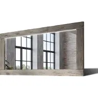 Artforma 140x80 Rechteckig Rustikal Wandspiegel mit Rahmen massivholz Eichenholz mit Beleuchtung Horizontal | Individuell Spiegel Nach Maß | LDR225 Oak Ashen Gealterte Oberfläche