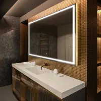 Artforma Badspiegel 120x70 cm - mit LED Beleuchtung - LED Farbe Kaltweiß 7000K - Individuell Nach Maß - Beleuchtet Wandspiegel Lichtspiegel Badezimmerspiegel | Lichtschalter: Touch Schalter |LED049