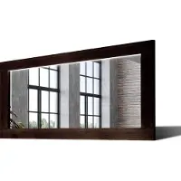 Artforma 120x100 Rechteckig Rustikal Wandspiegel mit Rahmen massivholz Eichenholz mit Beleuchtung Horizontal | Individuell Spiegel Nach Maß | LDR225 Oak Wenge Gealterte Oberfläche