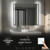 Artforma Wandspiegel mit Beleuchtung 120x60 cm Claire - Horizontal Rechteckiger Badspiegel mit LED Beleuchtung - Kaltweiß 7000K - Badezimmerspiegel Lichtspiegel