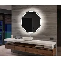Artforma Batteriebetriebener LED Runde Spiegel 90x90 cm - Badspiegel mit LED Beleuchtung - LED Farbe Kaltweiß 7000K - Individuell Nach Maß - Beleuchtet Wandspiegel Lichtspiegel Badezimmerspiegel OKRBP120