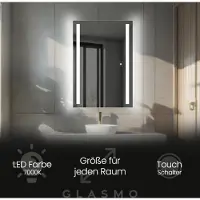 Artforma Badspiegel mit Beleuchtung 90x160 cm Lydia - Vertikal Rechteckiger Spiegel mit LED Beleuchtung - Kaltweiß 7000K - Badezimmerspiegel Lichtspiegel mit Touch Schalter