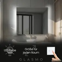 Artforma Badspiegel mit LED Beleuchtung 160x50 cm Alana - Horizontal Rechteckiger Spiegel mit Beleuchtung - Kaltweiß 7000K - Badezimmerspiegel Lichtspiegel