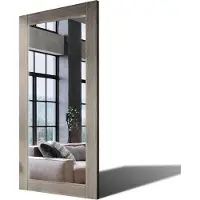 Artforma 90x110 Rechteckig Rustikale Wandspiegel mit Rahmen massivholz Eichenholz Vertikal | Individuell Spiegel Nach Maß | PLDR224 Oak Ashen Glatte Oberfläche