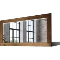 Artforma 150x90 Rechteckig Rustikal Wandspiegel mit Rahmen massivholz Eichenholz mit Beleuchtung Horizontal | Individuell Spiegel Nach Maß | LDR225 Oak Brown Gealterte Oberfläche