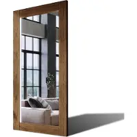 Artforma 90x200 Rechteckig Rustikal Wandspiegel mit Rahmen massivholz Eichenholz mit Beleuchtung Vertikal | Individuell Spiegel Nach Maß | PLDR225 Oak Brown Gealterte Oberfläche