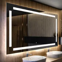 Artforma Badspiegel 80x60 cm - mit LED Beleuchtung - LED Farbe Kaltweiß 7000K - Individuell Nach Maß - Beleuchtet Wandspiegel Lichtspiegel Badezimmerspiegel | Lichtschalter: Touch Schalter |LED124