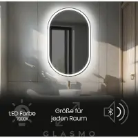 Artforma Badspiegel mit Beleuchtung 90x170 cm Darcy - Vertikal Oval Spiegel mit LED Beleuchtung - Kaltweiß 7000K - Badezimmerspiegel Lichtspiegel mit Bluetooth-Lautsprecher