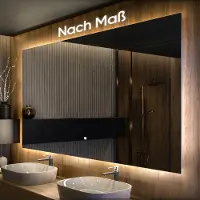 Artforma Badspiegel 130x100 cm - Horizontal mit LED Beleuchtung - LED Farbe Neutrallweiß 4500K - T100 - Touch Schalter - Individuell Nach Maß - Beleuchtet Wandspiegel Lichtspiegel Badezimmerspiegel
