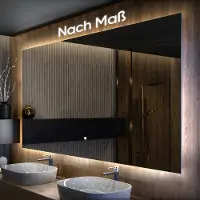 Artforma Badspiegel 80x50 cm - Horizontal mit LED Beleuchtung - LED Farbe Kaltweiß 7000K - T100 - Touch Schalter - Individuell Nach Maß - Beleuchtet Wandspiegel Lichtspiegel Badezimmerspiegel