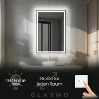 Artforma Spiegel mit Beleuchtung 100x130 cm Lila - Vertikal Rechteckiger Badezimmerspiegel mit LED Beleuchtung - Kaltweiß 7000K - LED Badspiegel Lichtspiegel