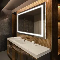 Artforma Badspiegel 60x50 cm - mit LED Beleuchtung - LED Farbe Kaltweiß 7000K - Individuell Nach Maß - Beleuchtet Wandspiegel Lichtspiegel Badezimmerspiegel | Lichtschalter: Touch Schalter |LED015
