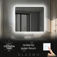 Artforma Wandspiegel mit Beleuchtung 50x100 cm Faye - Vertikal Abgerundet Badspiegel mit LED Beleuchtung - Kaltweiß 7000K - Badezimmerspiegel Lichtspiegel