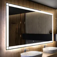 Artforma Badspiegel 80x80 cm - mit LED Beleuchtung - LED Farbe Kaltweiß 7000K - Individuell Nach Maß - Beleuchtet Wandspiegel Lichtspiegel Badezimmerspiegel | Lichtschalter: Touch Schalter |LED125