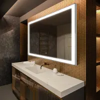 Artforma Badspiegel 90x80 cm - mit LED Beleuchtung - LED Farbe Kaltweiß 7000K - Individuell Nach Maß - Beleuchtet Wandspiegel Lichtspiegel Badezimmerspiegel | Lichtschalter: Touch Schalter |LED001