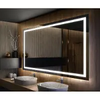 Artforma Badspiegel 170x80 cm - Horizontal mit LED Beleuchtung - LED Farbe Kaltweiß 7000K - L15 - Individuell Nach Maß - Beleuchtet Wandspiegel Lichtspiegel Badezimmerspiegel