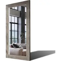 Artforma 90x180 Rechteckig Rustikal Wandspiegel mit Rahmen massivholz Eichenholz mit Beleuchtung Vertikal | Individuell Spiegel Nach Maß | PLDR225 Oak Ashen Gealterte Oberfläche