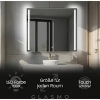Artforma Wandspiegel mit Beleuchtung 170x100 cm Claire - Horizontal Rechteckiger Badspiegel mit LED Beleuchtung - Kaltweiß 7000K - Badezimmerspiegel Lichtspiegel mit Touch Schalter