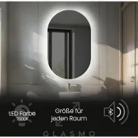 Artforma Wandspiegel mit Beleuchtung 60x110 cm Bianca - Vertikal Oval Badspiegel mit LED Beleuchtung - Kaltweiß 7000K - Badezimmerspiegel Lichtspiegel mit Bluetooth-Lautsprecher