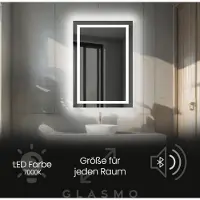 Artforma Spiegel mit Beleuchtung 80x110 cm Julia - Vertikal Rechteckiger Badezimmerspiegel mit LED Beleuchtung - Kaltweiß 7000K - LED Badspiegel Lichtspiegel mit Bluetooth-Lautsprecher