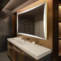 Artforma Badspiegel 130x50 cm - mit LED Beleuchtung - LED Farbe Kaltweiß 7000K - Individuell Nach Maß - Beleuchtet Wandspiegel Lichtspiegel Badezimmerspiegel | Lichtschalter: Touch Schalter |LED077