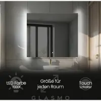 Artforma Spiegel mit Beleuchtung 180x70 cm Alana - Horizontal Rechteckiger Badezimmerspiegel mit LED Beleuchtung - Kaltweiß 7000K - LED Badspiegel Lichtspiegel mit Touch Schalter