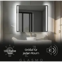 Artforma Spiegel mit Beleuchtung 130x80 cm Claire - Horizontal Rechteckiger Badezimmerspiegel mit LED Beleuchtung - Kaltweiß 7000K - LED Badspiegel Lichtspiegel mit Bluetooth-Lautsprecher