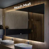Artforma Badspiegel 130x50 cm - Horizontal mit LED Beleuchtung - LED Farbe Kaltweiß 7000K - T102 - Touch Schalter - Individuell Nach Maß - Beleuchtet Wandspiegel Lichtspiegel Badezimmerspiegel
