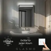 Artforma Badspiegel mit LED Beleuchtung 80x110 cm Tiana - Vertikal Rechteckiger Spiegel mit Beleuchtung - Kaltweiß 7000K - Badezimmerspiegel Lichtspiegel