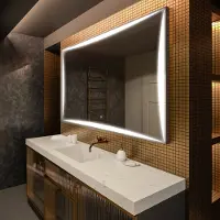 Artforma Badspiegel 130x60 cm - mit LED Beleuchtung - LED Farbe Kaltweiß 7000K - Individuell Nach Maß - Beleuchtet Wandspiegel Lichtspiegel Badezimmerspiegel | Lichtschalter: Touch Schalter |LED077