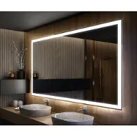 Artforma Badspiegel 170x90 cm - Horizontal mit LED Beleuchtung - LED Farbe Kaltweiß 7000K - L01 - Individuell Nach Maß - Beleuchtet Wandspiegel Lichtspiegel Badezimmerspiegel