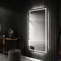 Artforma Wandspiegel 100x160 cm - Vertikal mit LED Beleuchtung - Touch Schalter - LED Farbe Kaltweiß 7000K - L15 - Individuell Nach Maß - Beleuchtet Badspiegel Lichtspiegel Badezimmerspiegel