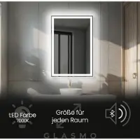 Artforma Spiegel mit Beleuchtung 90x120 cm Lila - Vertikal Rechteckiger Badezimmerspiegel mit LED Beleuchtung - Kaltweiß 7000K - LED Badspiegel Lichtspiegel mit Bluetooth-Lautsprecher