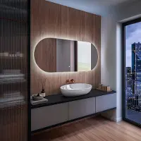 Artforma Badspiegel 110x50 cm - Horizontal mit LED Beleuchtung - LED Farbe Kaltweiß 7000K - TST107 - Touch Schalter - Individuell Nach Maß - Beleuchtet Wandspiegel Lichtspiegel Badezimmerspiegel