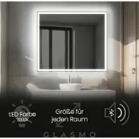 Artforma Badspiegel mit Beleuchtung 90x50 cm Aurora - Horizontal Rechteckiger Spiegel mit LED Beleuchtung - Kaltweiß 7000K - Badezimmerspiegel Lichtspiegel mit Bluetooth-Lautsprecher