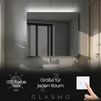 Artforma Badspiegel mit LED Beleuchtung 140x100 cm Josie - Horizontal Rechteckiger Spiegel mit Beleuchtung - Kaltweiß 7000K - Badezimmerspiegel Lichtspiegel