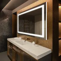 Artforma Badspiegel 90x90 cm - mit LED Beleuchtung - LED Farbe Kaltweiß 7000K - Individuell Nach Maß - Beleuchtet Wandspiegel Lichtspiegel Badezimmerspiegel | Lichtschalter: Touch Schalter |LED015