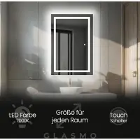 Artforma Badspiegel mit Beleuchtung 90x160 cm Julia - Vertikal Rechteckiger Spiegel mit LED Beleuchtung - Kaltweiß 7000K - Badezimmerspiegel Lichtspiegel mit Touch Schalter