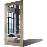 Artforma 70x190 Rechteckig Rustikal Wandspiegel mit Rahmen massivholz Eichenholz mit Beleuchtung Vertikal | Individuell Spiegel Nach Maß | PLDR225 Oak Raw Glatte Oberfläche