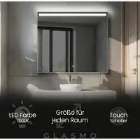 Artforma Wandspiegel mit Beleuchtung 150x50 cm Everly - Horizontal Rechteckiger Badspiegel mit LED Beleuchtung - Kaltweiß 7000K - Badezimmerspiegel Lichtspiegel mit Touch Schalter