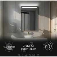Artforma Wandspiegel mit Beleuchtung 70x120 cm Tiana - Vertikal Rechteckiger Badspiegel mit LED Beleuchtung - Kaltweiß 7000K - Badezimmerspiegel Lichtspiegel mit Bluetooth-Lautsprecher