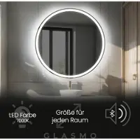 Artforma Wandspiegel mit Beleuchtung 100 cm Anna - Rund badspiegel mit LED Beleuchtung - Kaltweiß 7000K - badezimmerspiegel lichtspiegel mit bluetooth lautsprecher