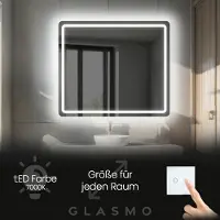 Artforma Spiegel mit Beleuchtung 80x100 cm Siena - Vertikal Abgerundet Badezimmerspiegel mit LED Beleuchtung - Kaltweiß 7000K - LED Badspiegel Lichtspiegel