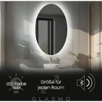 Artforma Badspiegel mit LED Beleuchtung 70x110 cm Violet - Vertikal Oval Spiegel mit Beleuchtung - Kaltweiß 7000K - Badezimmerspiegel Lichtspiegel mit Bluetooth-Lautsprecher