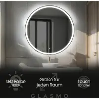 Artforma Spiegel mit Beleuchtung 80 cm Anna - Rund Badezimmerspiegel mit LED Beleuchtung - Kaltweiß 7000K - LED Badspiegel Lichtspiegel mit Touch Schalter