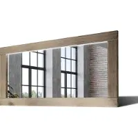 Artforma 110x80 Rechteckig Rustikal Wandspiegel mit Rahmen massivholz Eichenholz mit Beleuchtung Horizontal | Individuell Spiegel Nach Maß | LDR225 Oak Raw Glatte Oberfläche