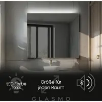 Artforma Wandspiegel mit Beleuchtung 100x50 cm Josie - Horizontal Rechteckiger Badspiegel mit LED Beleuchtung - Kaltweiß 7000K - Badezimmerspiegel Lichtspiegel mit Bluetooth-Lautsprecher