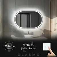 Artforma Badspiegel mit LED Beleuchtung 190x100 cm Freya - Horizontal Oval Spiegel mit Beleuchtung - Kaltweiß 7000K - Badezimmerspiegel Lichtspiegel